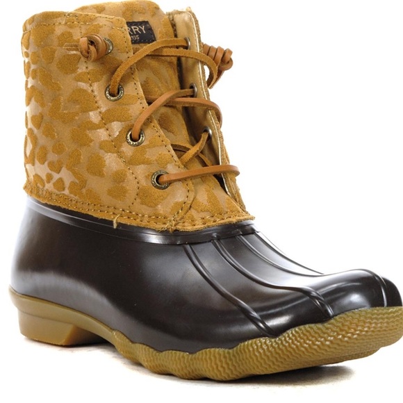Sperry Cheetah Print Embossed Leather Waterproof Duck Shoes Boat Shoes Boots 7M - Picture 1 of 11